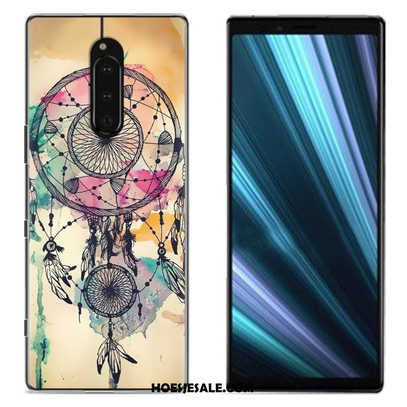 Sony Xperia 1 Hoesje Bescherming Doek Geschilderd Mobiele Telefoon Blauw Sale