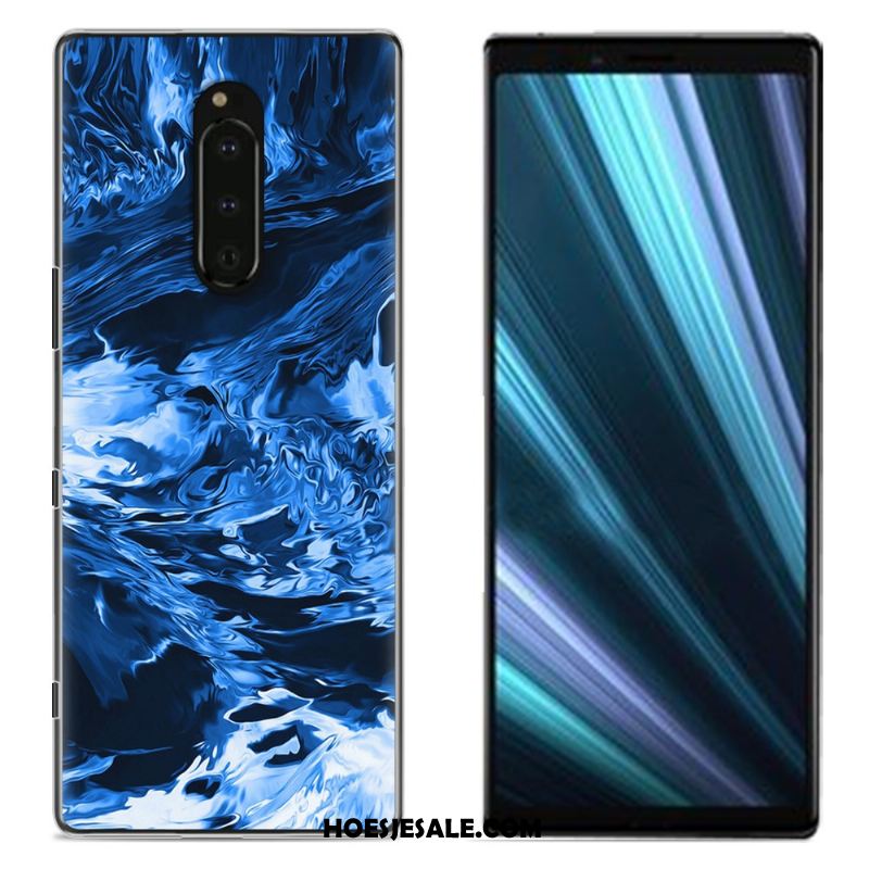 Sony Xperia 1 Hoesje Bescherming Doek Geschilderd Mobiele Telefoon Blauw Sale