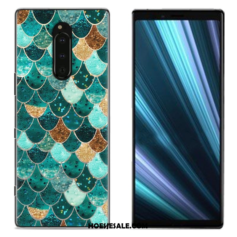 Sony Xperia 1 Hoesje Bescherming Doek Geschilderd Mobiele Telefoon Blauw Sale