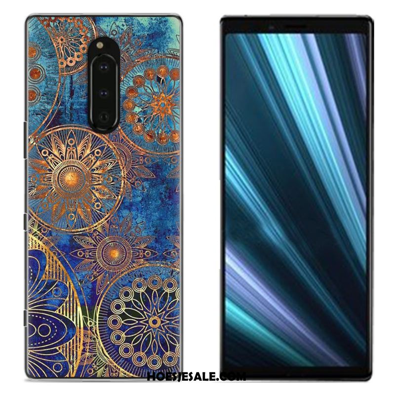 Sony Xperia 1 Hoesje Bescherming Doek Geschilderd Mobiele Telefoon Blauw Sale