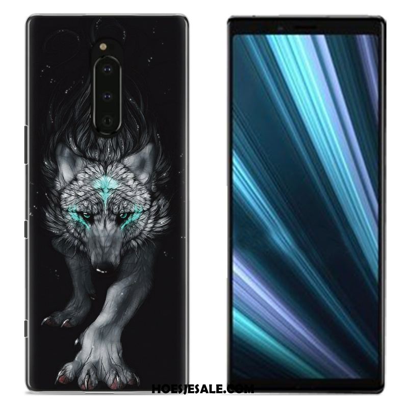 Sony Xperia 1 Hoesje Bescherming Doek Geschilderd Mobiele Telefoon Blauw Sale