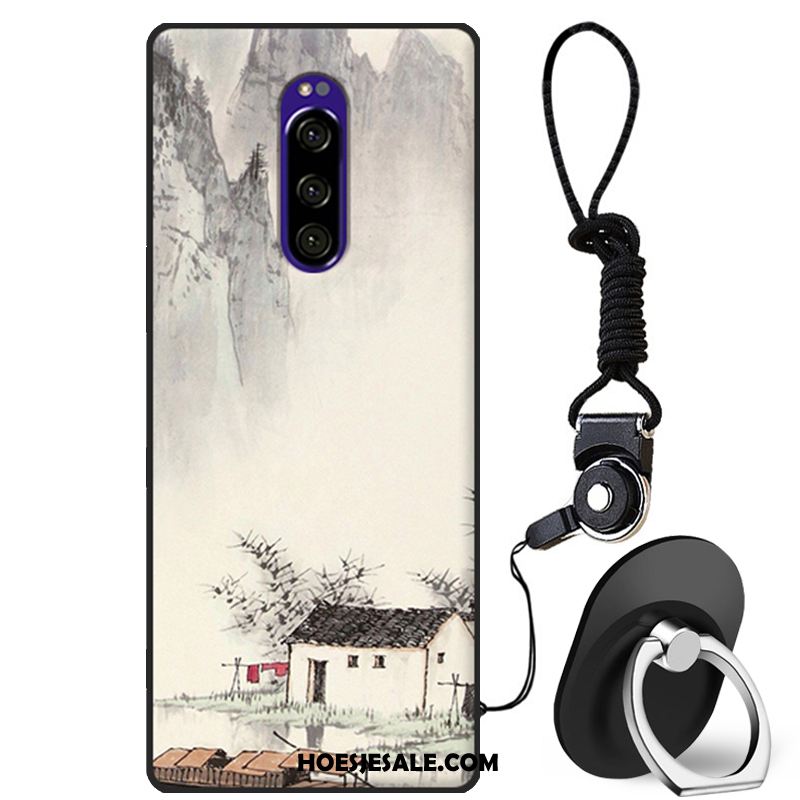 Sony Xperia 1 Hoesje Grijs Spotprent Siliconen Zacht Hanger Kopen