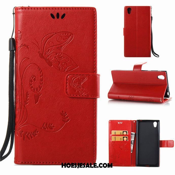 Sony Xperia L1 Hoesje Bescherming Siliconen Rood Leren Etui Folio Kopen