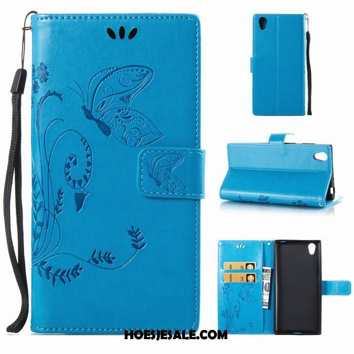 Sony Xperia L1 Hoesje Blauw Mobiele Telefoon Siliconen Leren Etui Hanger Winkel