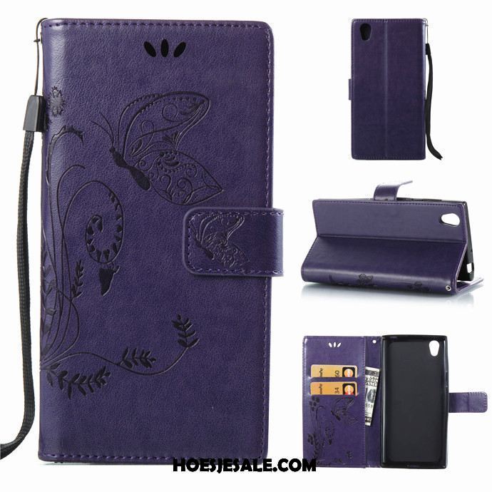 Sony Xperia L1 Hoesje Blauw Mobiele Telefoon Siliconen Leren Etui Hanger Winkel