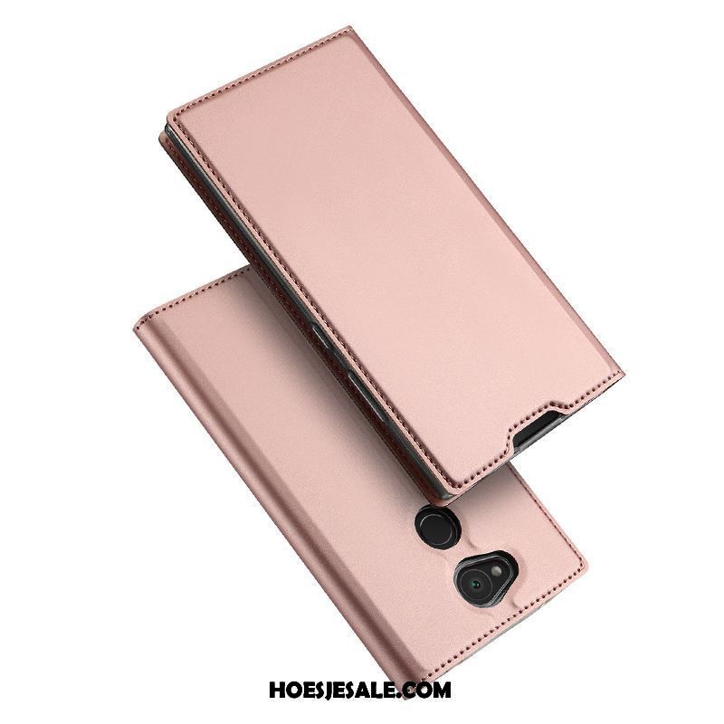 Sony Xperia L2 Hoesje Goud Leren Etui Kaart Bescherming Folio Kopen