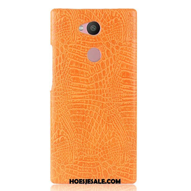 Sony Xperia L2 Hoesje Hard Vintage Zwart Bescherming Krokodillenleer Kopen