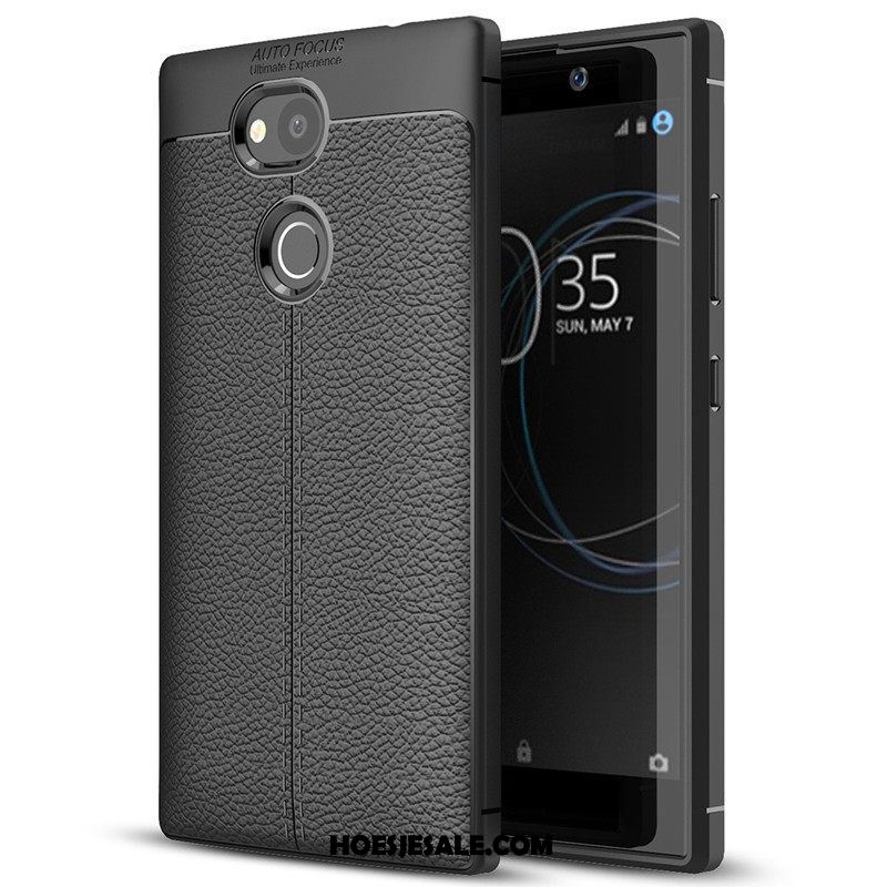 Sony Xperia L2 Hoesje Leer Patroon Zacht Grijs Bescherming Goedkoop