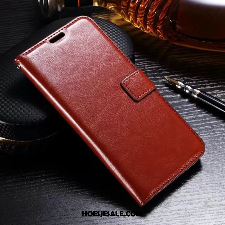 Sony Xperia Xa1 Plus Hoesje Portemonnee Folio Anti-fall Leren Etui Rood Goedkoop