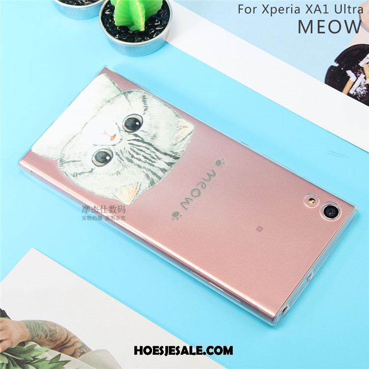 Sony Xperia Xa1 Ultra Hoesje Roze Kat Hoes Dun Mooie Goedkoop