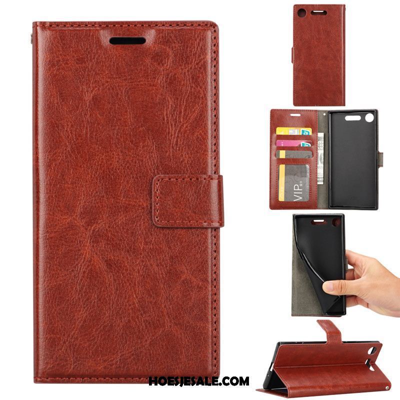 Sony Xperia Xz1 Compact Hoesje Anti-fall Mobiele Telefoon Hoes Rood Folio Korting