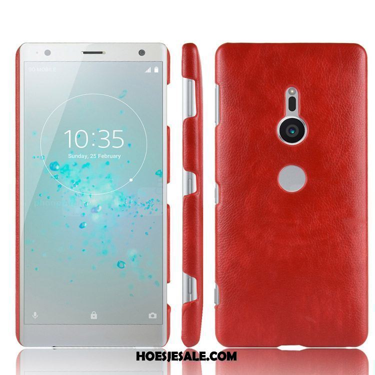 Sony Xperia Xz2 Hoesje Soort Aziatische Vrucht Leer Vintage Rood Leren Etui Korting