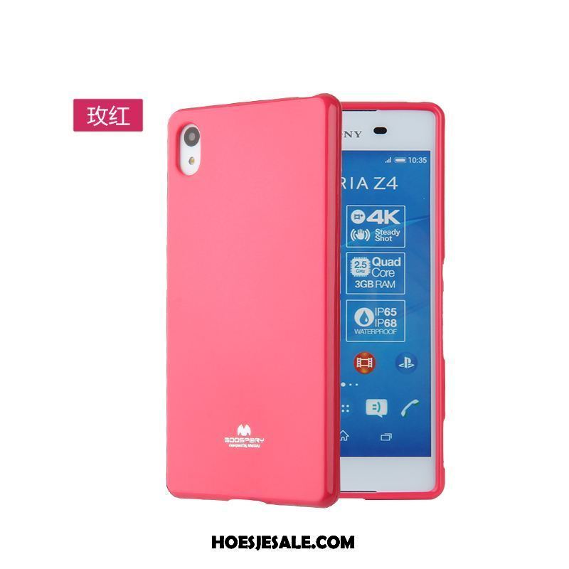 Sony Xperia Z3+ Hoesje Zacht Leren Etui Purper Hoes Bescherming Goedkoop