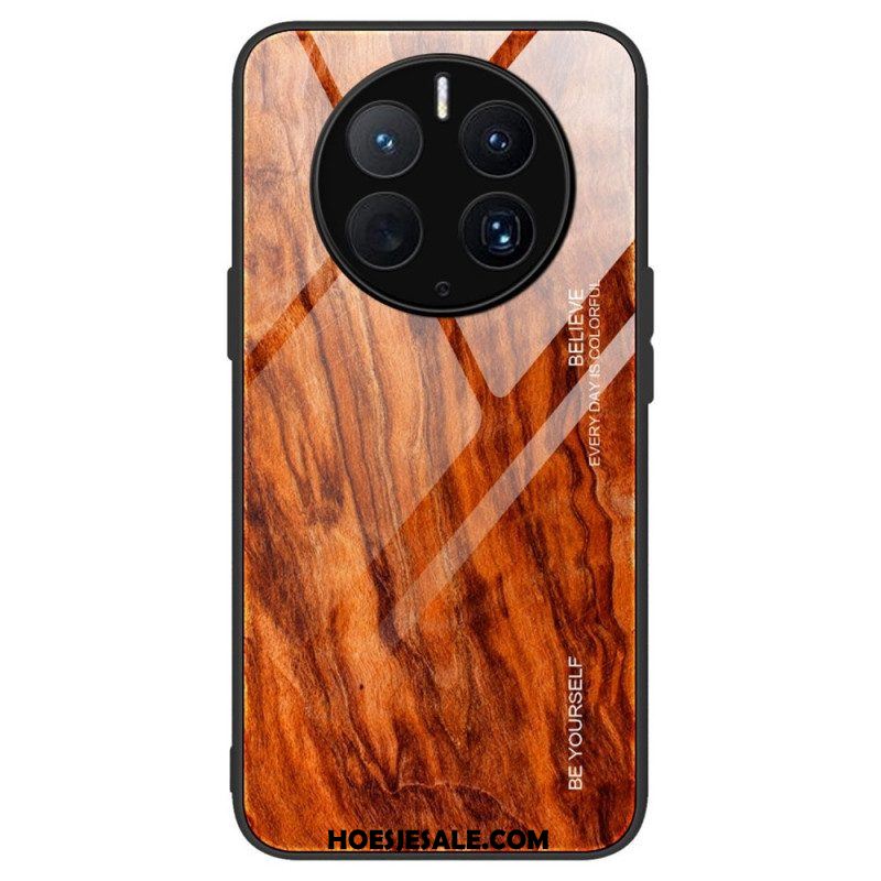 Telefoonhoesje voor Huawei Mate 50 Pro Houtdesign Gehard Glas