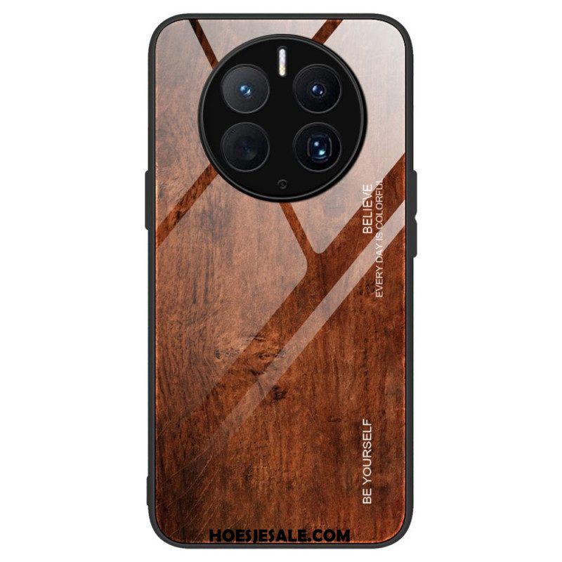 Telefoonhoesje voor Huawei Mate 50 Pro Houtdesign Gehard Glas