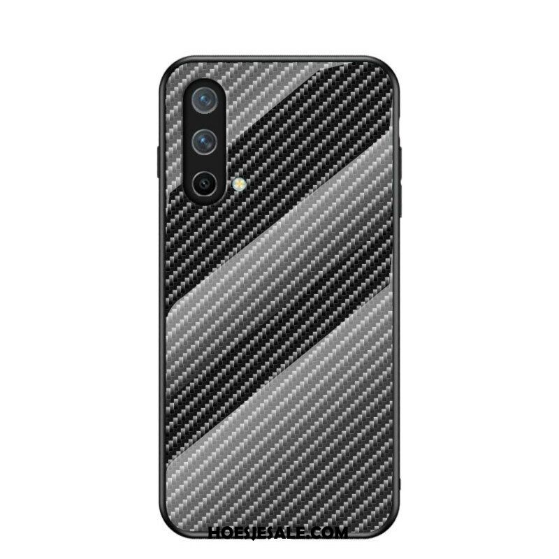 Telefoonhoesje voor OnePlus Nord CE 5G Koolstofvezel Gehard Glas