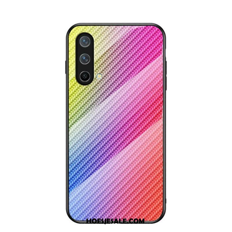 Telefoonhoesje voor OnePlus Nord CE 5G Koolstofvezel Gehard Glas