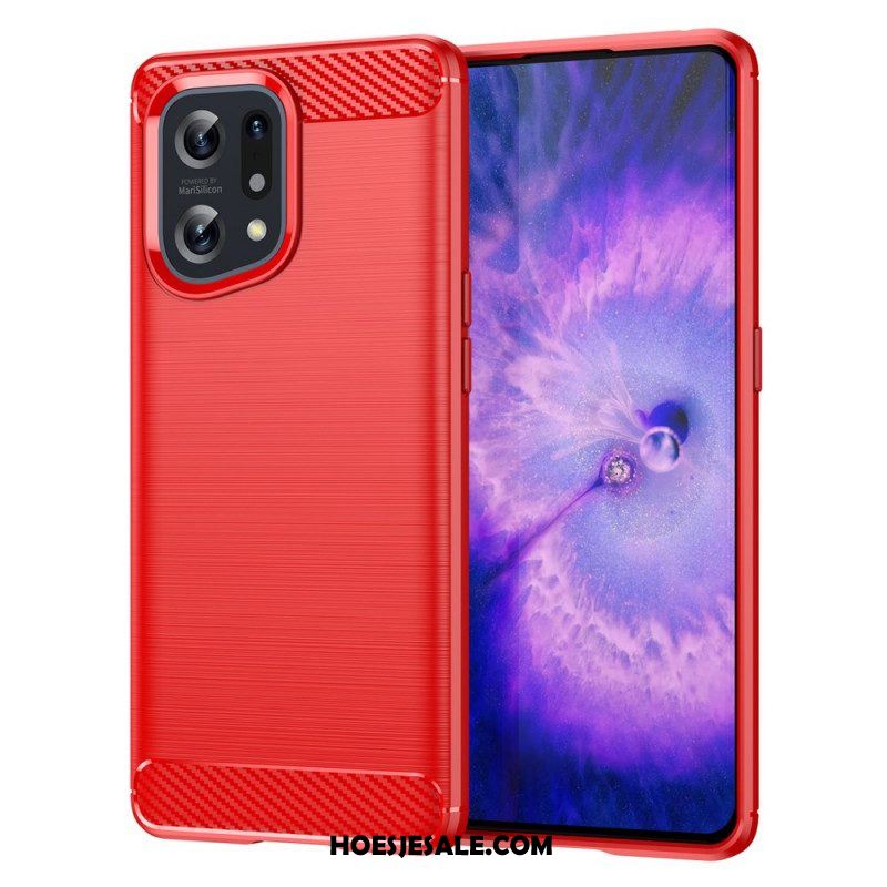 Telefoonhoesje voor Oppo Find X5 Geborstelde Koolstofvezel