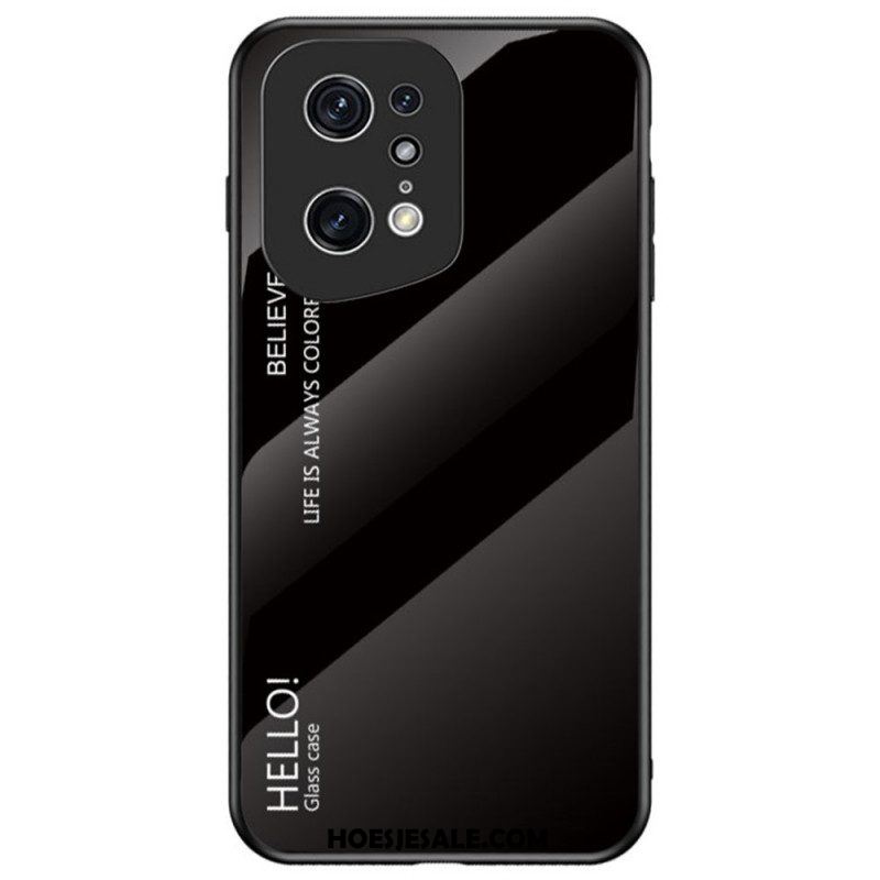 Telefoonhoesje voor Oppo Find X5 Pro Gehard Glas Hallo