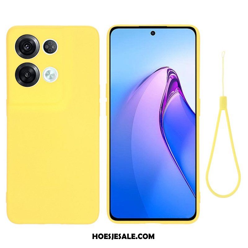 Telefoonhoesje voor Oppo Reno 8 Pro Met Ketting Vloeibare Siliconen Met Bandjes