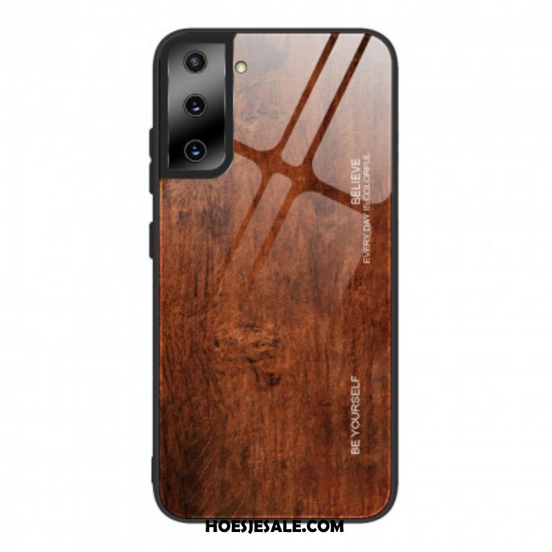 Telefoonhoesje voor Samsung Galaxy S21 5G Houtdesign Gehard Glas