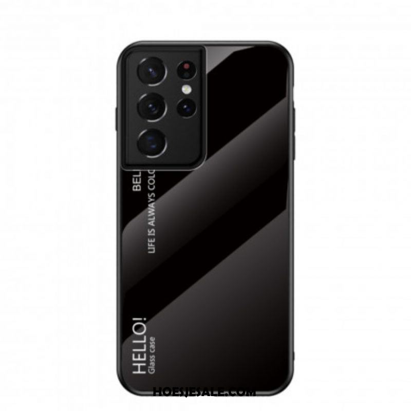 Telefoonhoesje voor Samsung Galaxy S21 Ultra 5G Gehard Glas Hallo