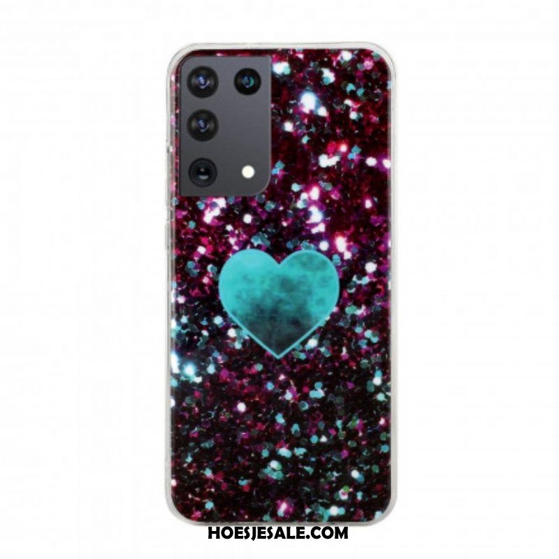 Telefoonhoesje voor Samsung Galaxy S21 Ultra 5G Glitter Marmeren Hart