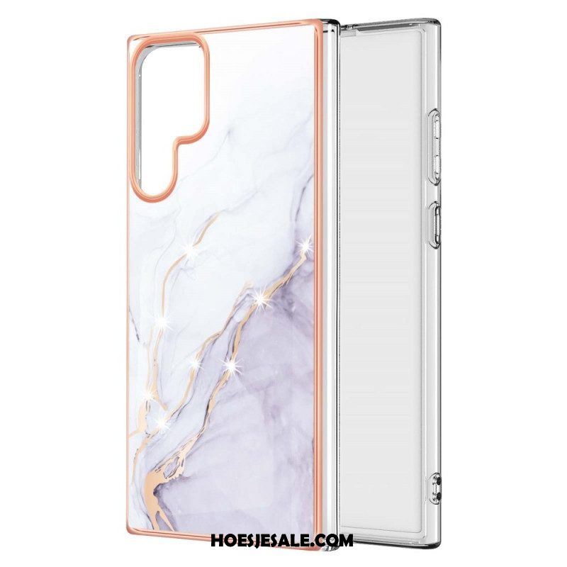 Telefoonhoesje voor Samsung Galaxy S22 Ultra 5G Flexibele Marmeren Stijl
