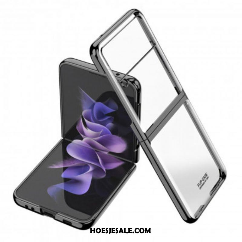 Telefoonhoesje voor Samsung Galaxy Z Flip 3 5G Folio-hoesje Randen In Metalen Stijl