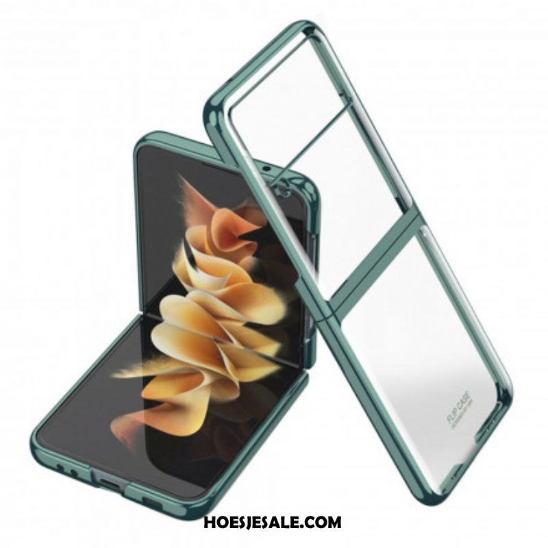 Telefoonhoesje voor Samsung Galaxy Z Flip 3 5G Folio-hoesje Randen In Metalen Stijl