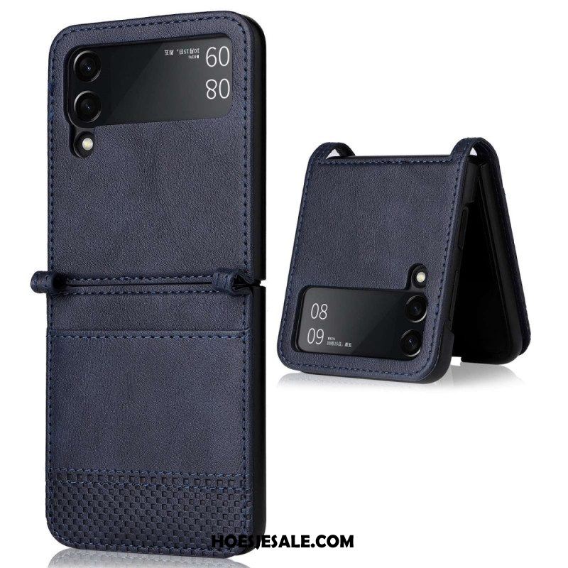 Telefoonhoesje voor Samsung Galaxy Z Flip 4 Folio-hoesje Vintage Lederen Stijl Kaarthouder