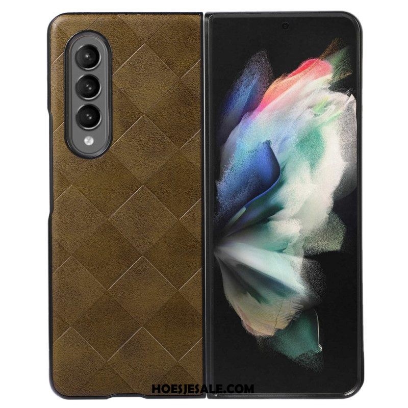 Telefoonhoesje voor Samsung Galaxy Z Fold 4 Geruit Patroon Van Imitatieleer