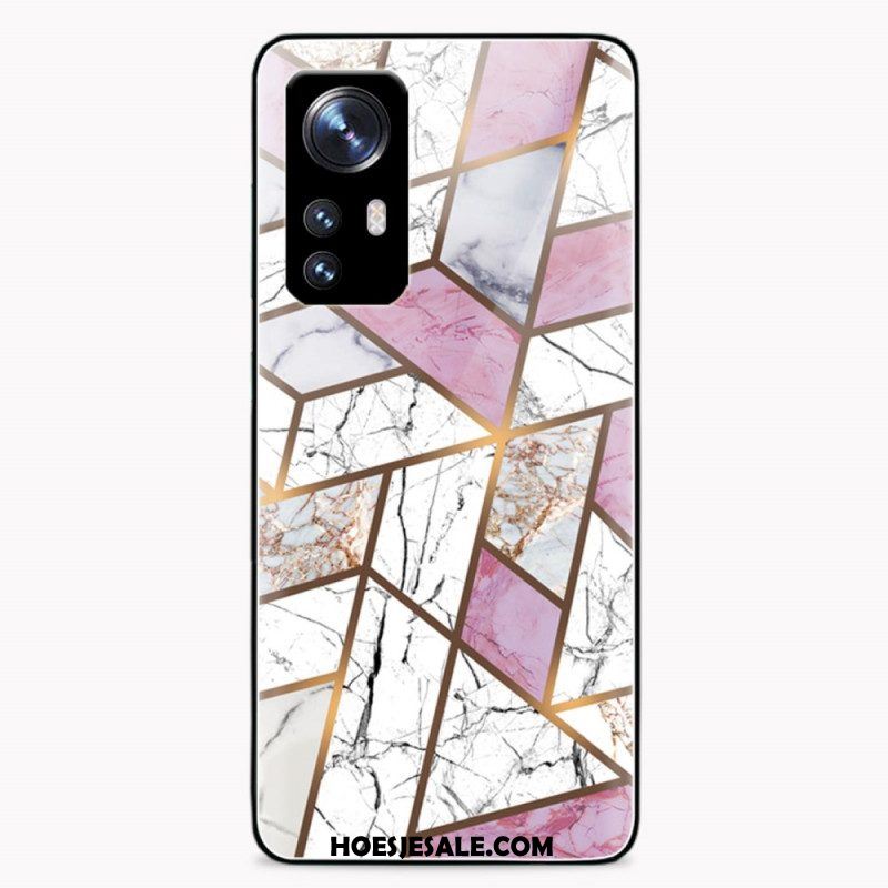 Telefoonhoesje voor Xiaomi 12 / 12X Geometrie Marmer Gehard Glas