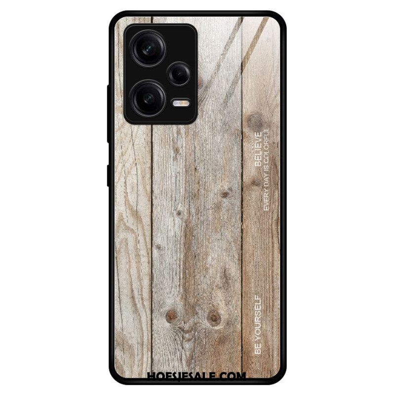 Telefoonhoesje voor Xiaomi Redmi Note 12 Pro Houtdesign Gehard Glas