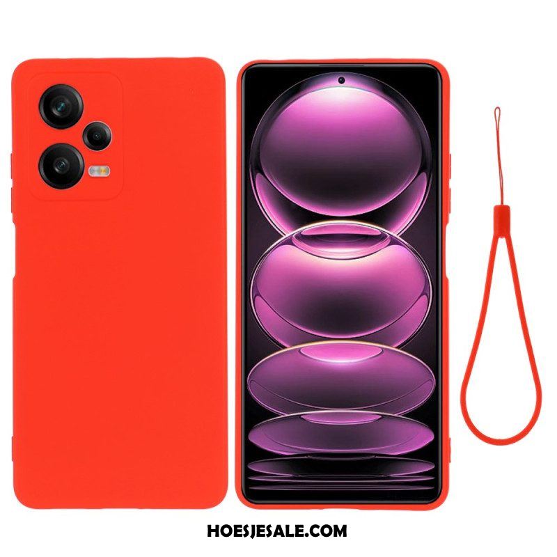 Telefoonhoesje voor Xiaomi Redmi Note 12 Pro Plus Vloeibare Siliconen Met Lanyard