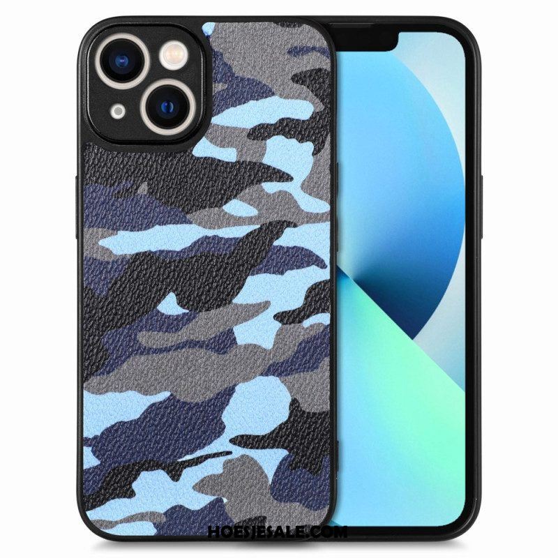 Telefoonhoesje voor iPhone 15 Kunstleer Camouflage