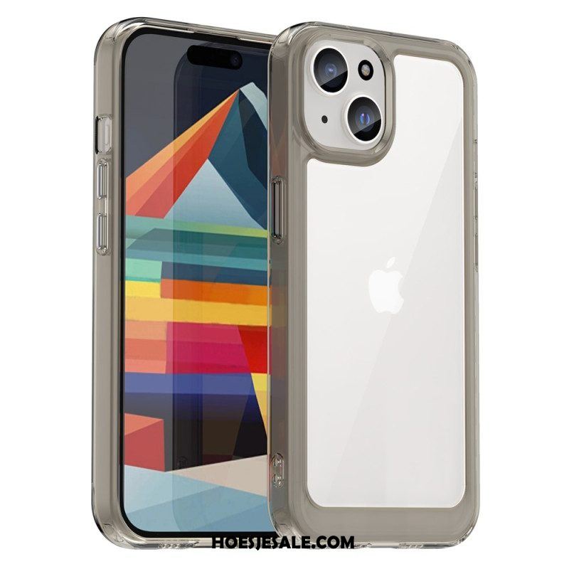 Telefoonhoesje voor iPhone 15 Plus Acryl Achterkant En Siliconen Randen