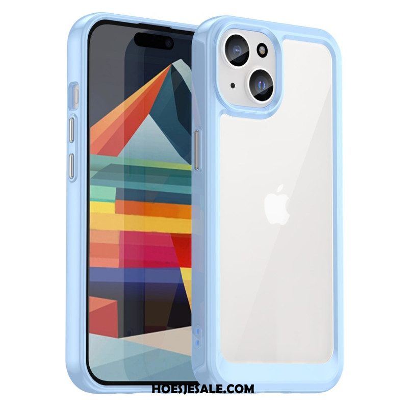 Telefoonhoesje voor iPhone 15 Plus Acryl Achterkant En Siliconen Randen