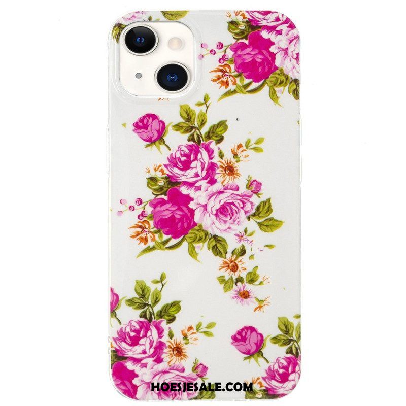 Telefoonhoesje voor iPhone 15 Plus Fluorescerende Bloemen