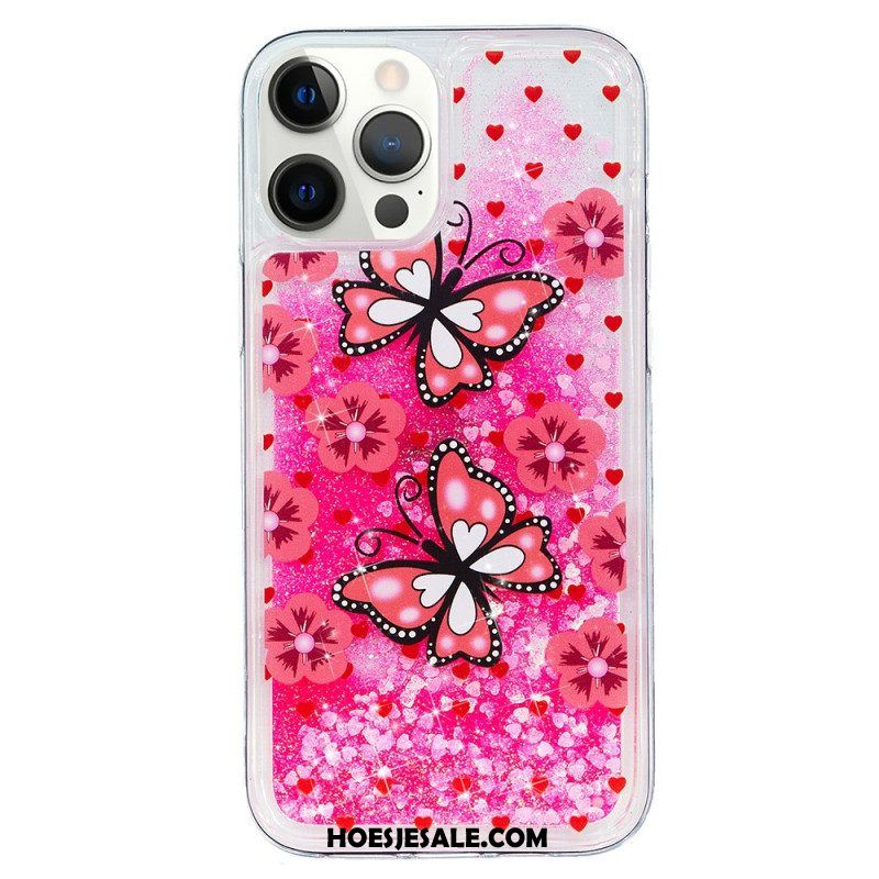Telefoonhoesje voor iPhone 15 Pro Max Vlinders Glitteren