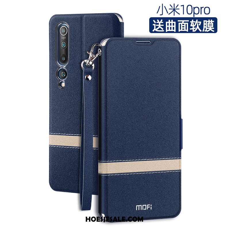 Xiaomi Mi 10 Pro Hoesje Leren Etui All Inclusive Blauw Bescherming Mesh Korting