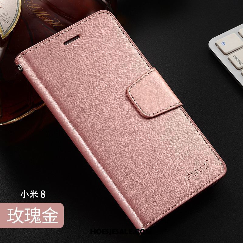 Xiaomi Mi 8 Hoesje Goud Leren Etui Mobiele Telefoon Hoes Zacht Sale