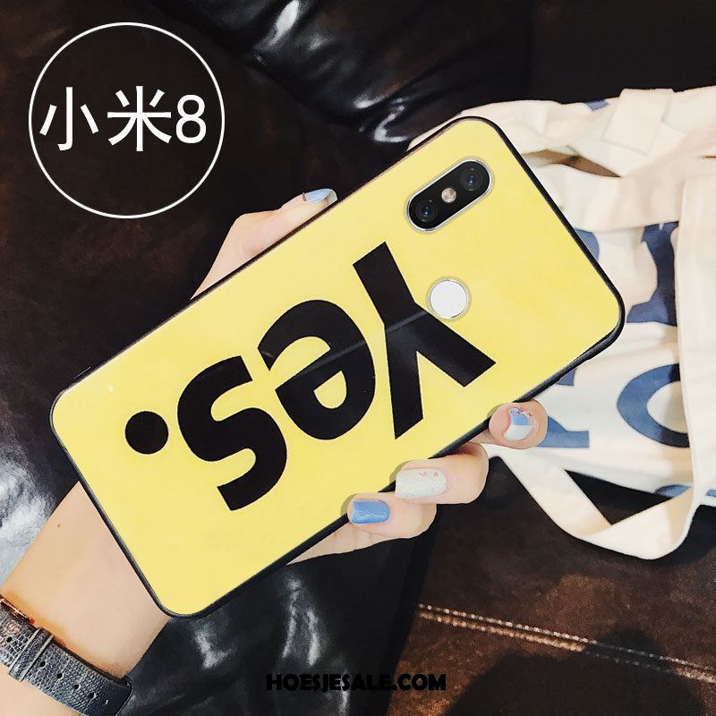 Xiaomi Mi 8 Hoesje Letter Glas Rood Anti-fall Scheppend Kopen