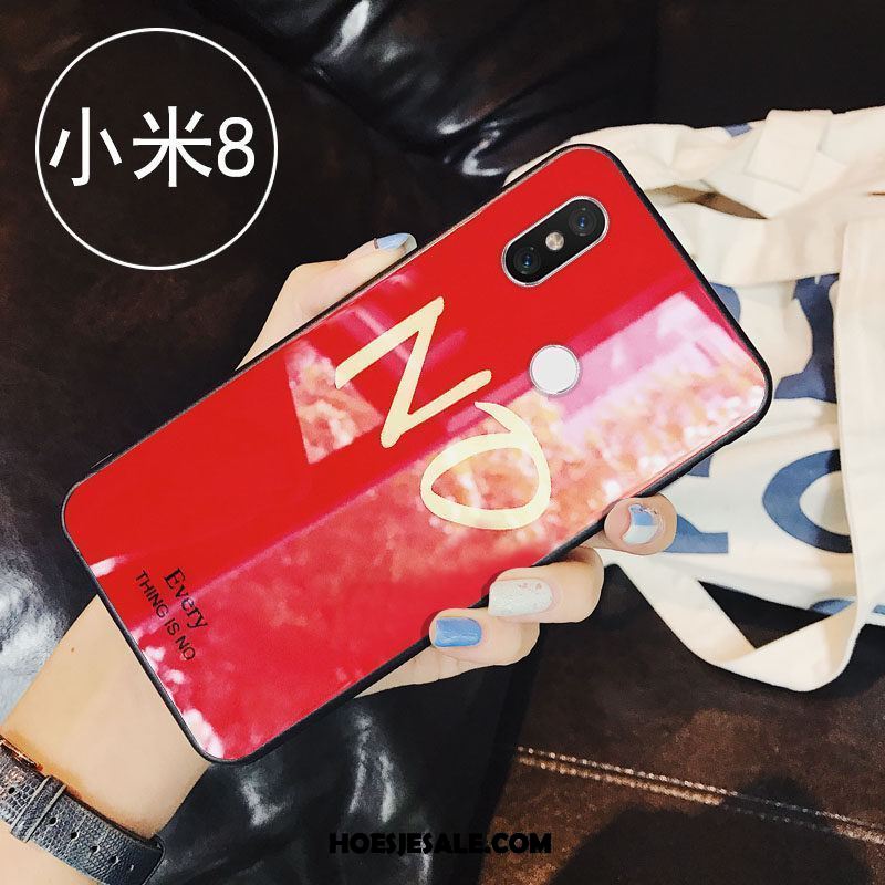Xiaomi Mi 8 Hoesje Letter Glas Rood Anti-fall Scheppend Kopen