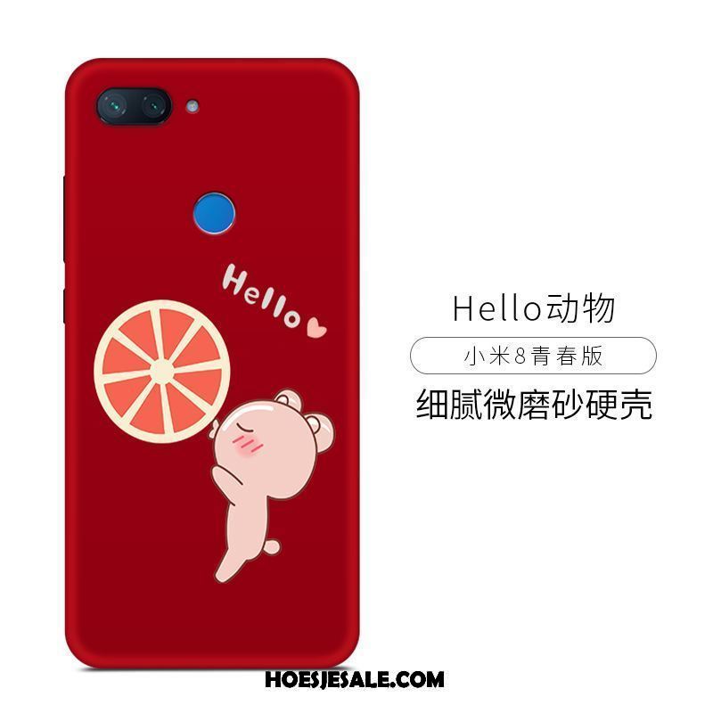 Xiaomi Mi 8 Lite Hoesje Hard Eenvoudige Schrobben Geschilderd Rood Goedkoop