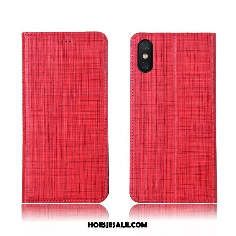 Xiaomi Mi 8 Pro Hoesje Patroon Echt Leer Rood Leren Etui Mobiele Telefoon Goedkoop