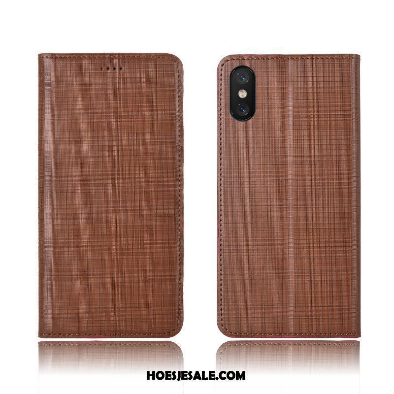 Xiaomi Mi 8 Pro Hoesje Patroon Echt Leer Rood Leren Etui Mobiele Telefoon Goedkoop