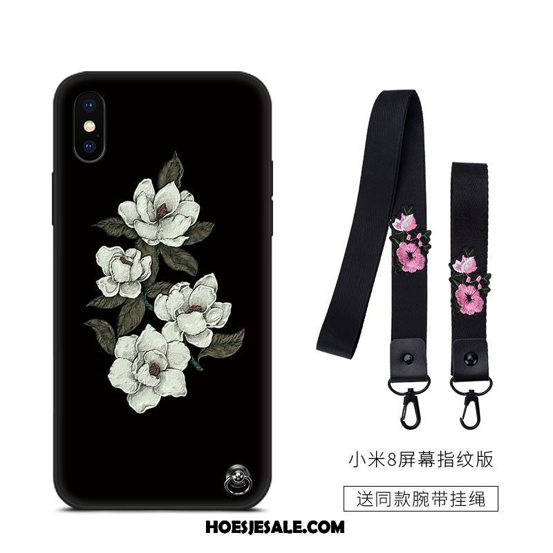 Xiaomi Mi 8 Pro Hoesje Zwart Scheppend Bescherming All Inclusive Bloemen Winkel