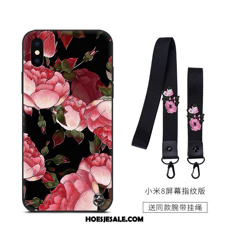 Xiaomi Mi 8 Pro Hoesje Zwart Scheppend Bescherming All Inclusive Bloemen Winkel