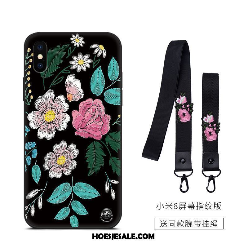 Xiaomi Mi 8 Pro Hoesje Zwart Scheppend Bescherming All Inclusive Bloemen Winkel